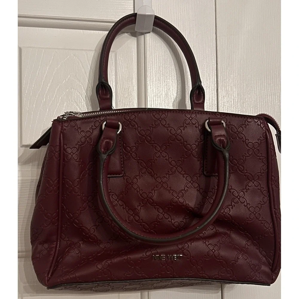 Nine West Allyce Signature Handbag Strap & Handle Brick‎ Red Color Medium Purse